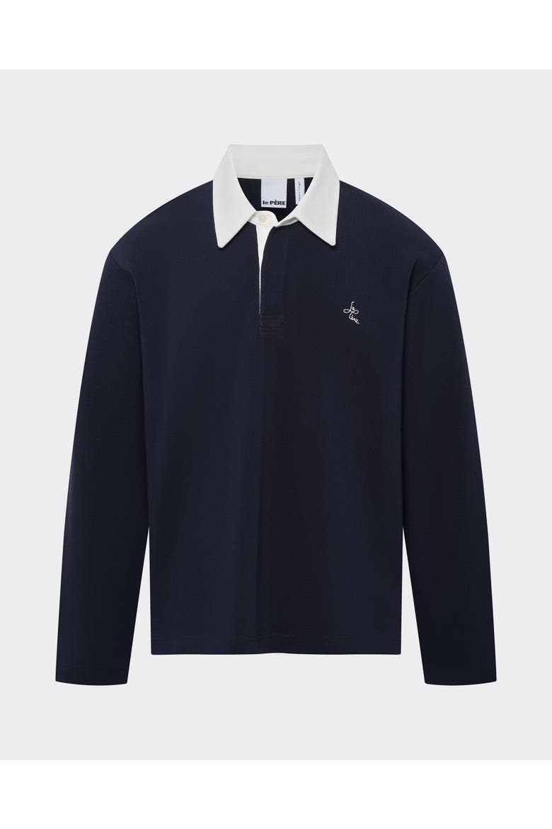 Long-Sleeve Rugby Polo, Main, color, Navy