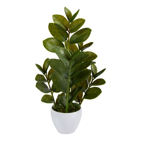 22-in Zamioculcas Artificial Plant in White Planter