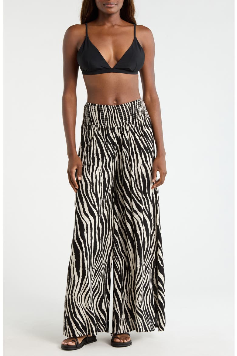 Print Cover-Up Palazzo Pants, Main, color, BLACK ZEBRA