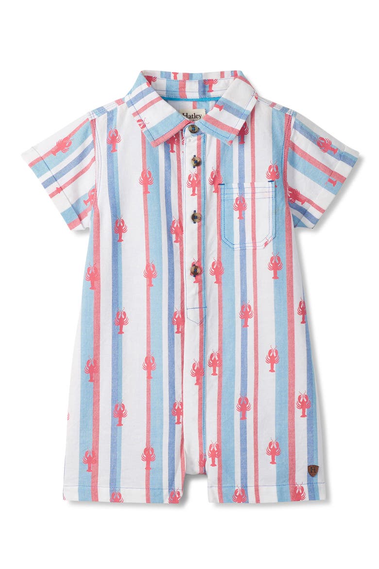 Kids' Preppy Lobster Cotton Romper, Main, color, WHITE