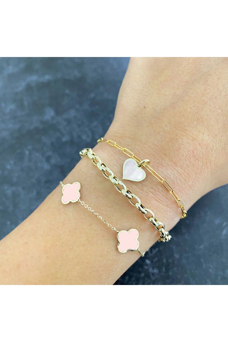 Small Pink Pearl Clover Bracelet, Alternate, color, Pink Pearl