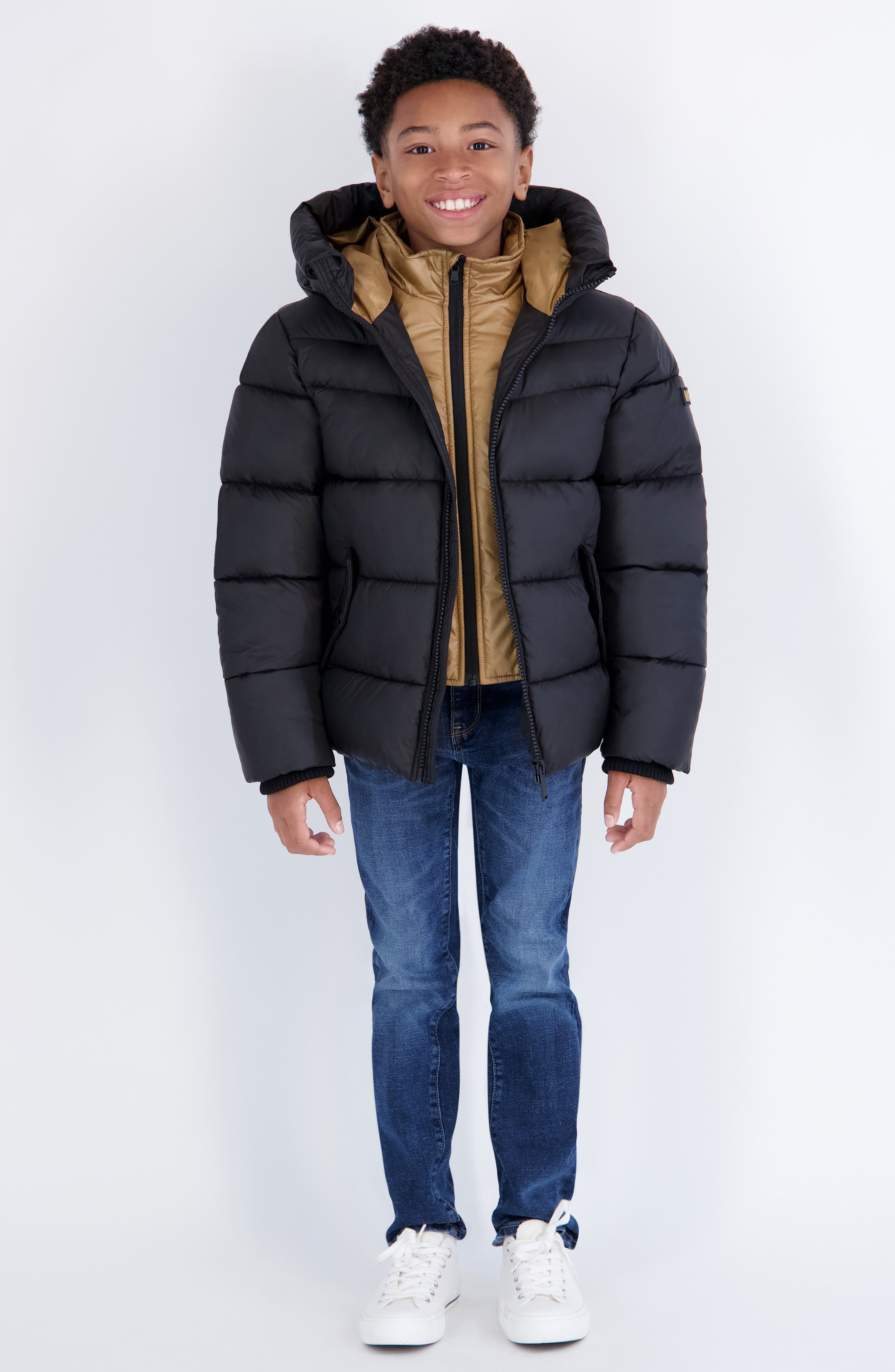 Kids' Puffer Jacket with Inner Bib