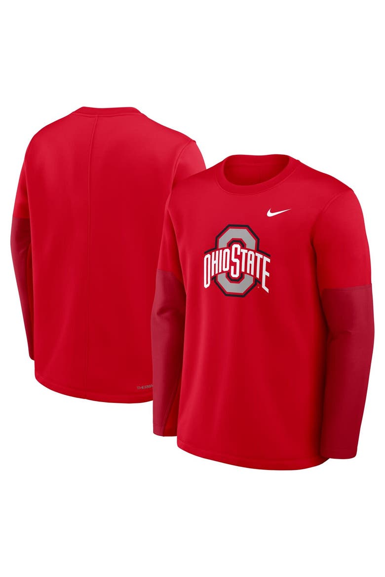 Men's Nike Scarlet Ohio State Buckeyes 2025 Sideline Coach Performance Long Sleeve T-Shirt, Alternate, color, Scarlet