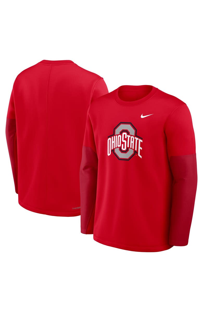 Nike Men's Nike Scarlet Ohio State Buckeyes 2025 Sideline Coach Performance Long Sleeve T-Shirt, Alternate, color, Scarlet
