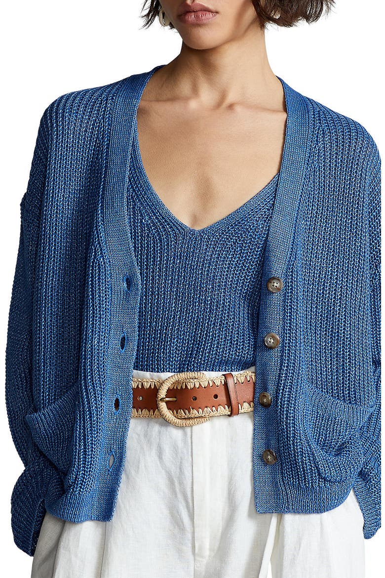 Linen Cardigan, Main, color, RETREAT BLUE