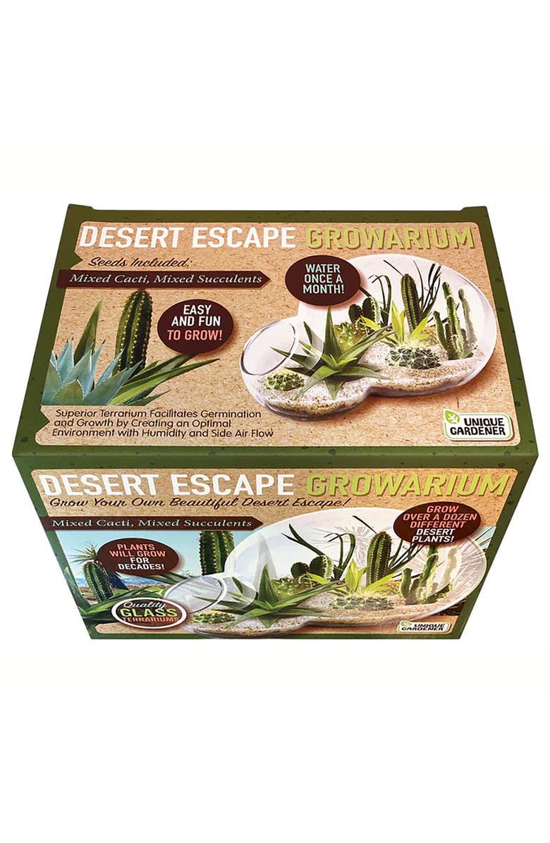 Unique Gardener Desert Escape Growarium Diy Cactus & Succulent Terrarium Kit, Alternate, color, Clear