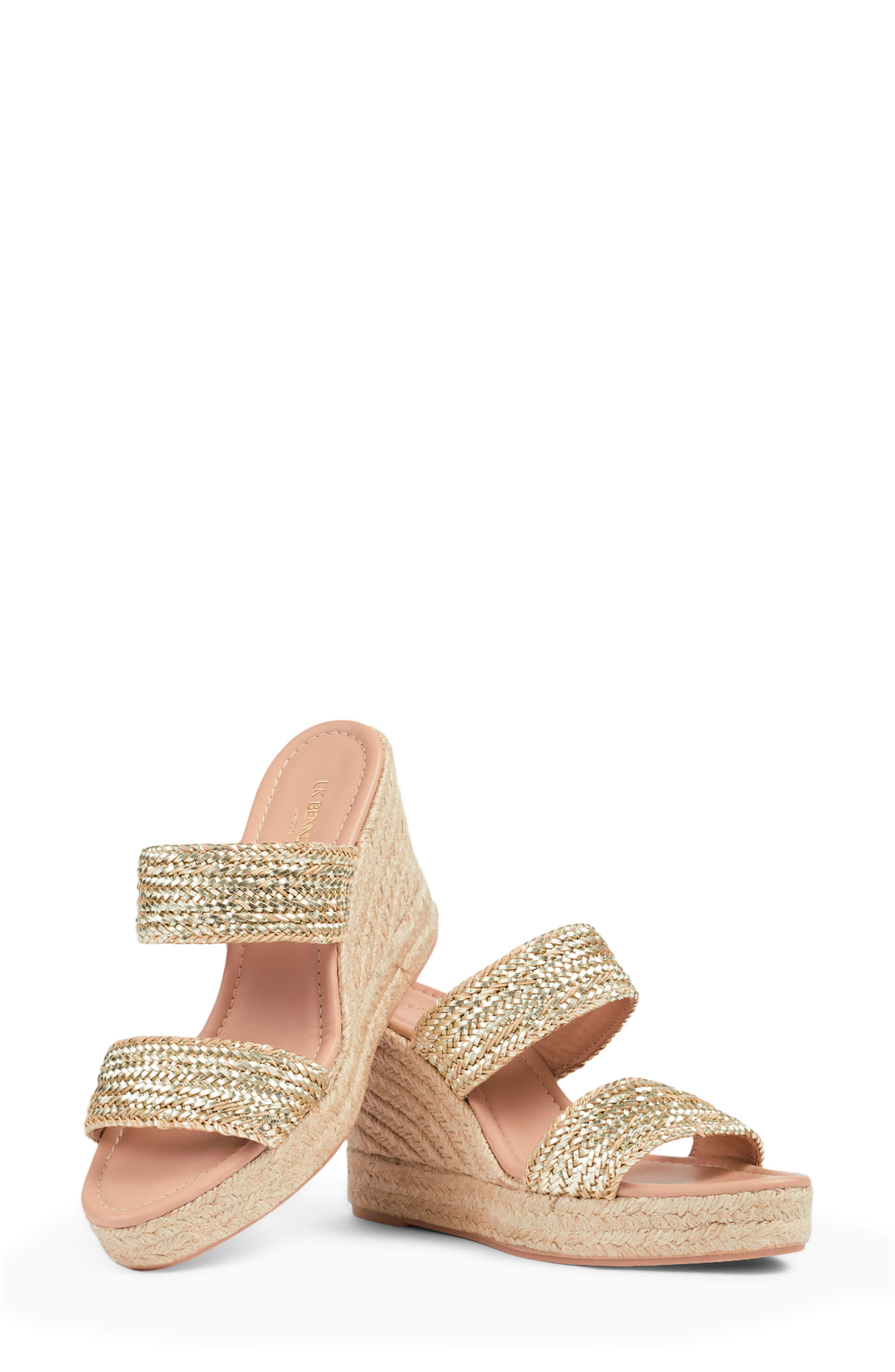 LK Bennett Renlee Platform Wedge Espadrille Sandal, Alternate, color, Gold