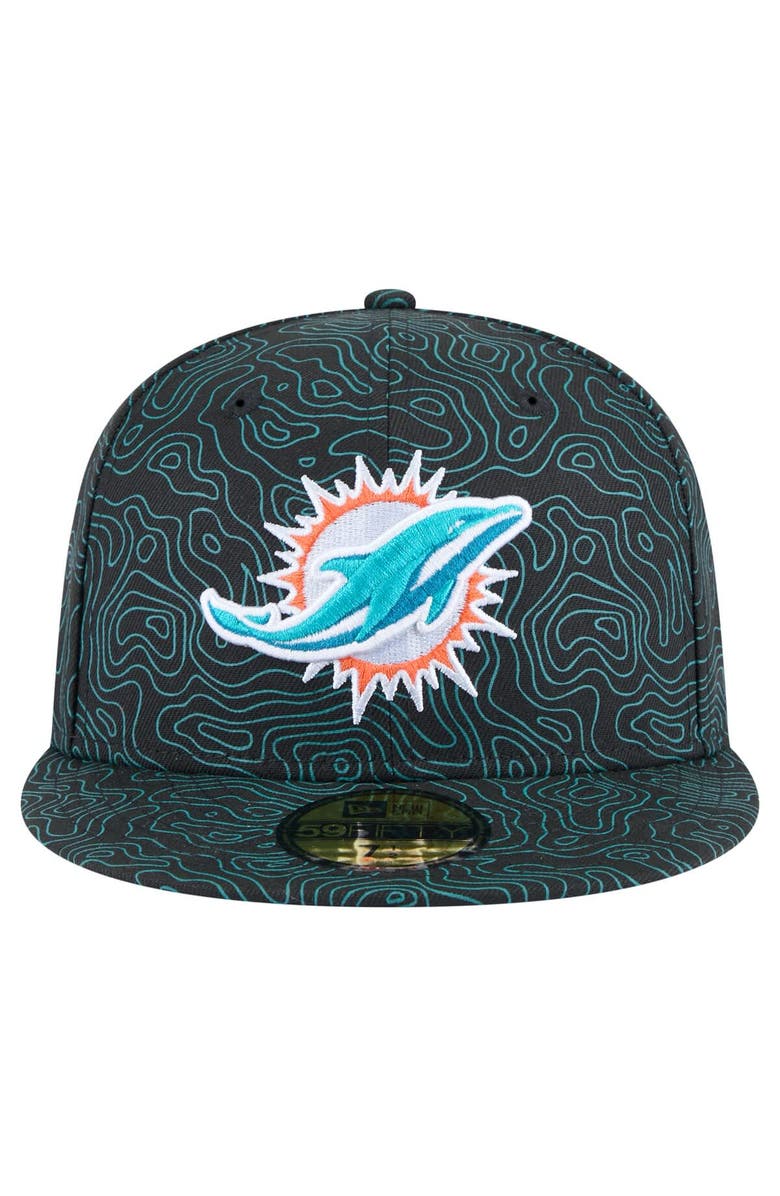 New Era Men's New Era Black Miami Dolphins Geo 59FIFTY Fitted Hat, Alternate, color,