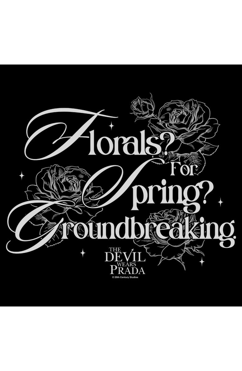 The Devil Wears Prada Men's The Devil Wears Prada Florals for Spring Groundbreaking Quote Graphic T-Shirt, Alternate, color, Black