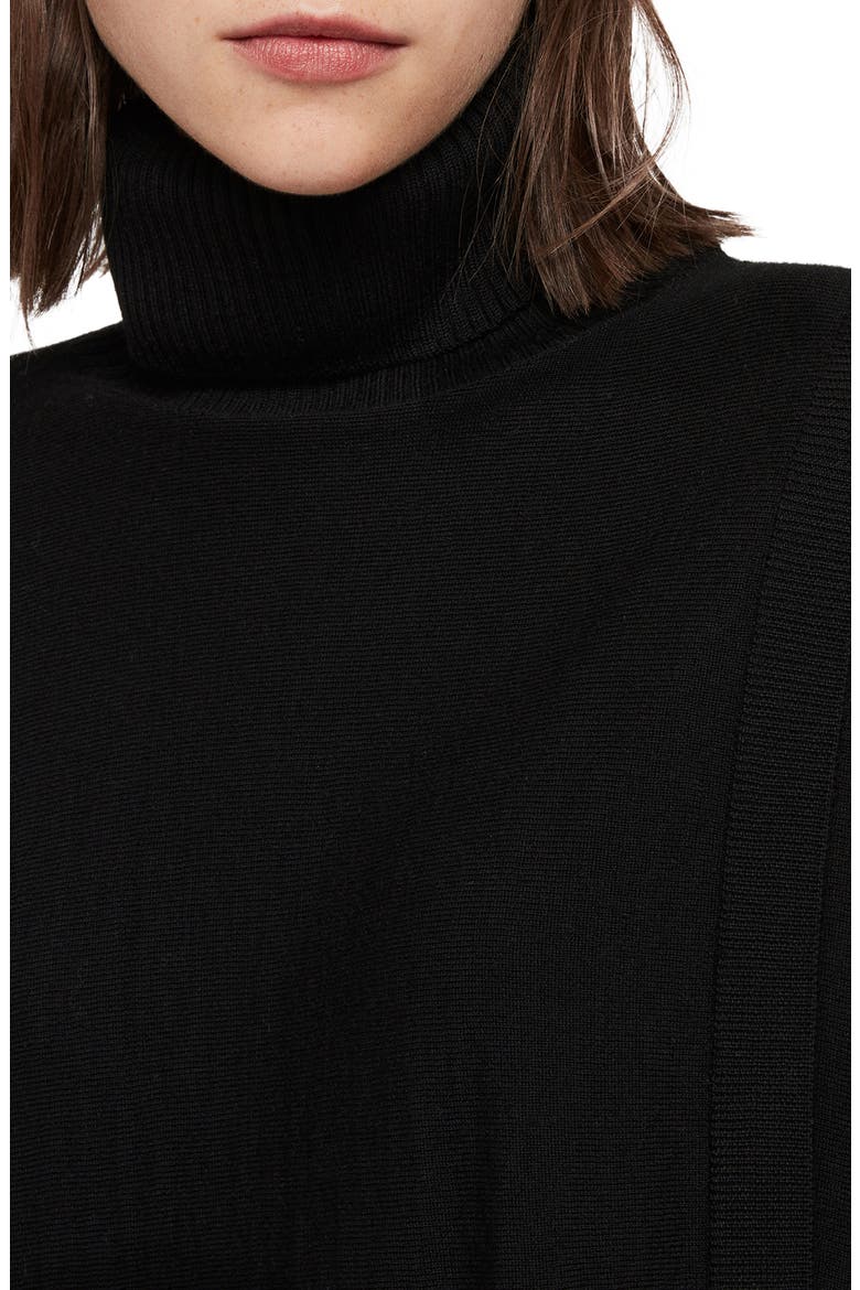 Koko Merino Wool Turtleneck Wrap Sweater, Alternate, color, BLACK/BLACK