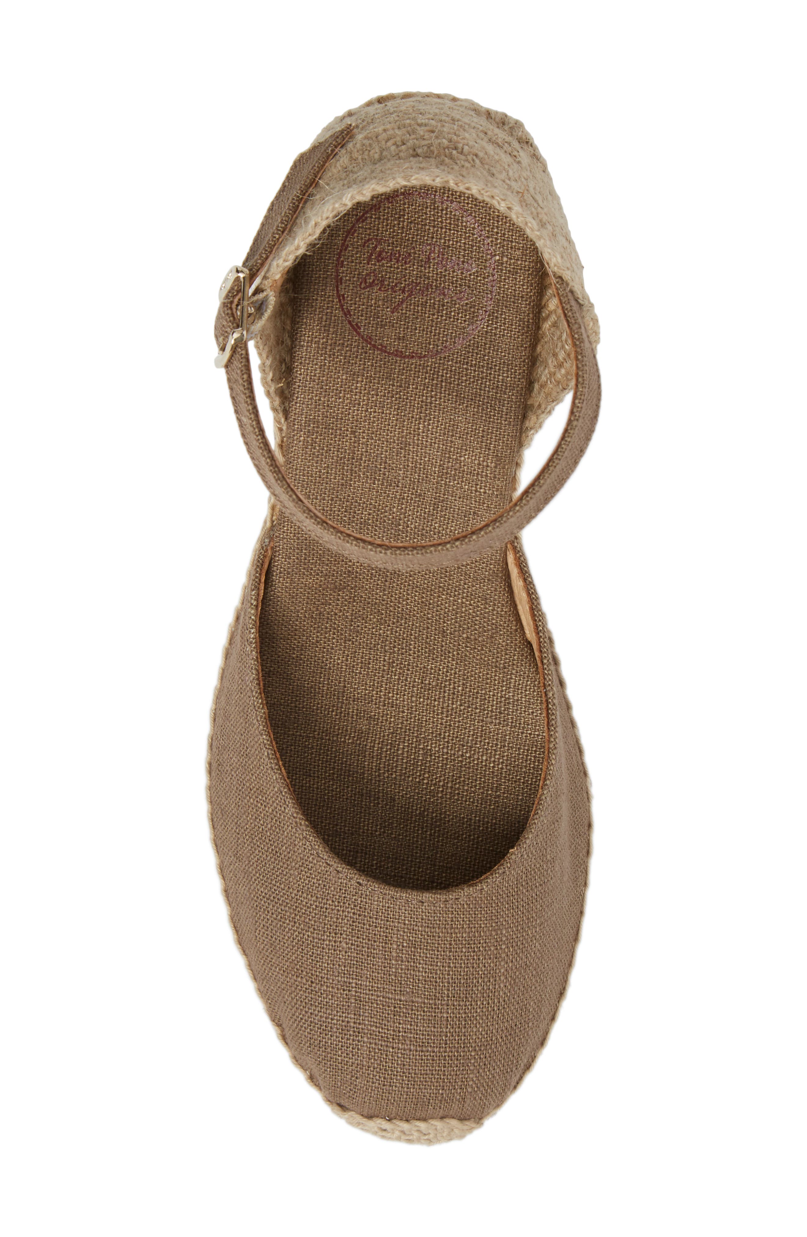 'Caldes' Linen Wedge Sandal, Alternate, color, TAUPE FABRIC