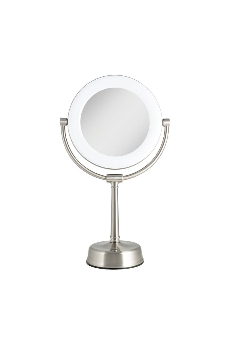 Lexington Lighted Makeup Mirror with 10X/1X Magnification, Main, color, Satin Nickel