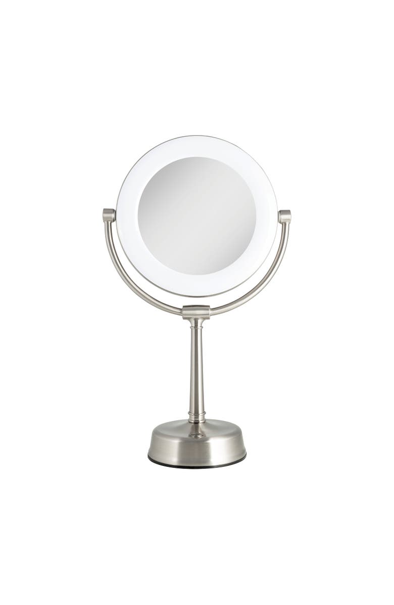 Zadro Lexington Lighted Makeup Mirror with 10X/1X Magnification, Main, color, Satin Nickel