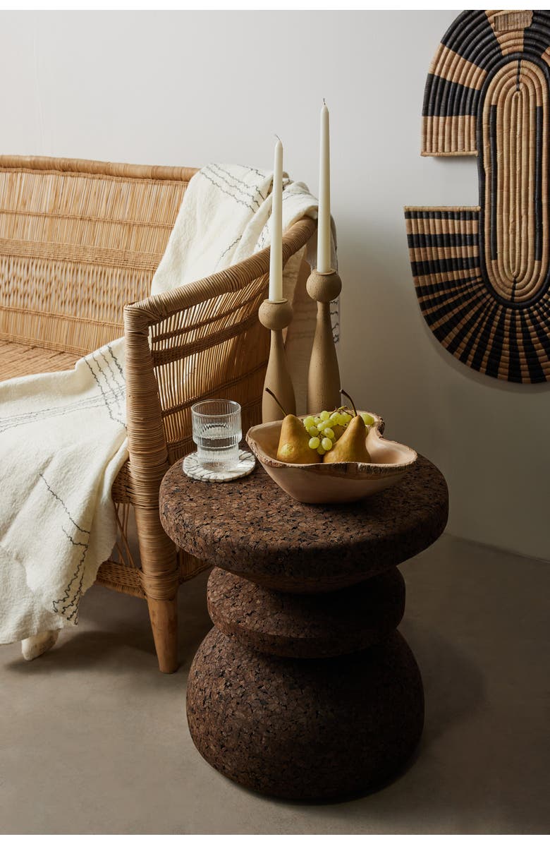 kanju Interiors Globe Tapered Wood Taper Candlestick Holder, Main, color, Natural