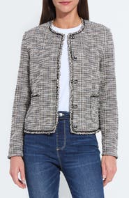 Lysse Collarless Stretch Tweed Jacket