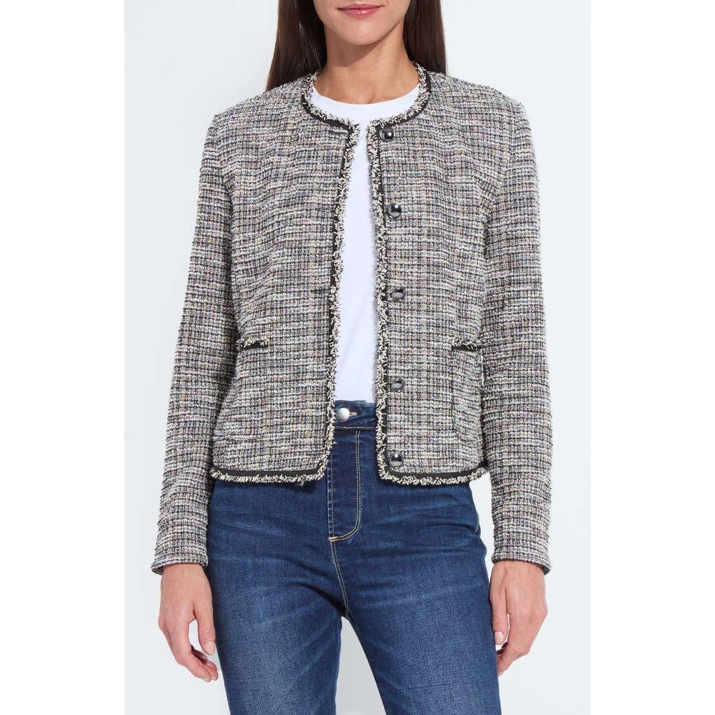 Lyssé Lysse Collarless Stretch Tweed Jacket In Gray