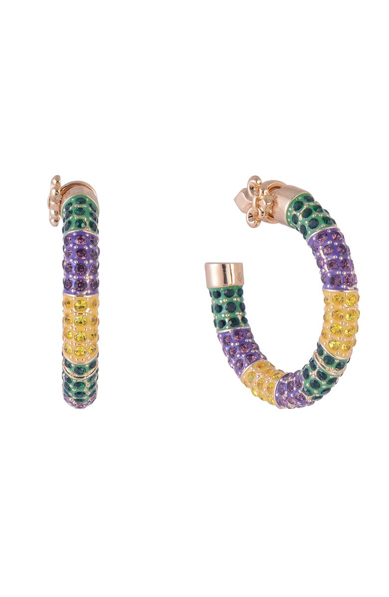 Hallmark Mardi Gras Stone Hoop Earrings, Main, color, Purple