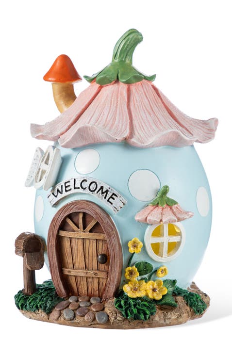 8"H Lighted Easter Resin Egg Shaped House Table Decor
