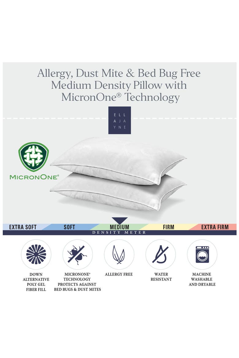 Soft Allergy, Dust Mite & Bed Bug Free Stomach Sleeper King Pillow - Set of 2, Alternate, color, WHITE