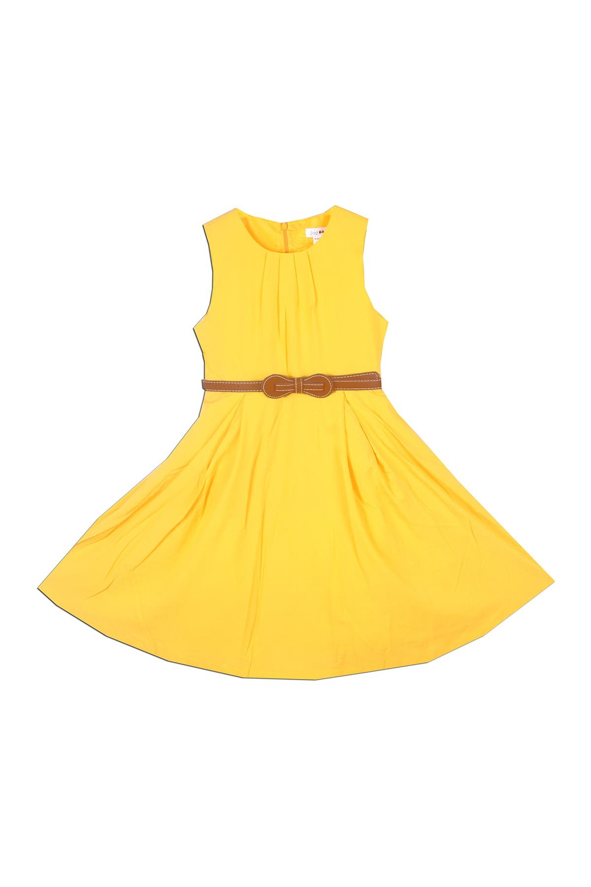 JOE-ELLA Dawn Belted Mustard Pleated Dress (Women) | Nordstromrack