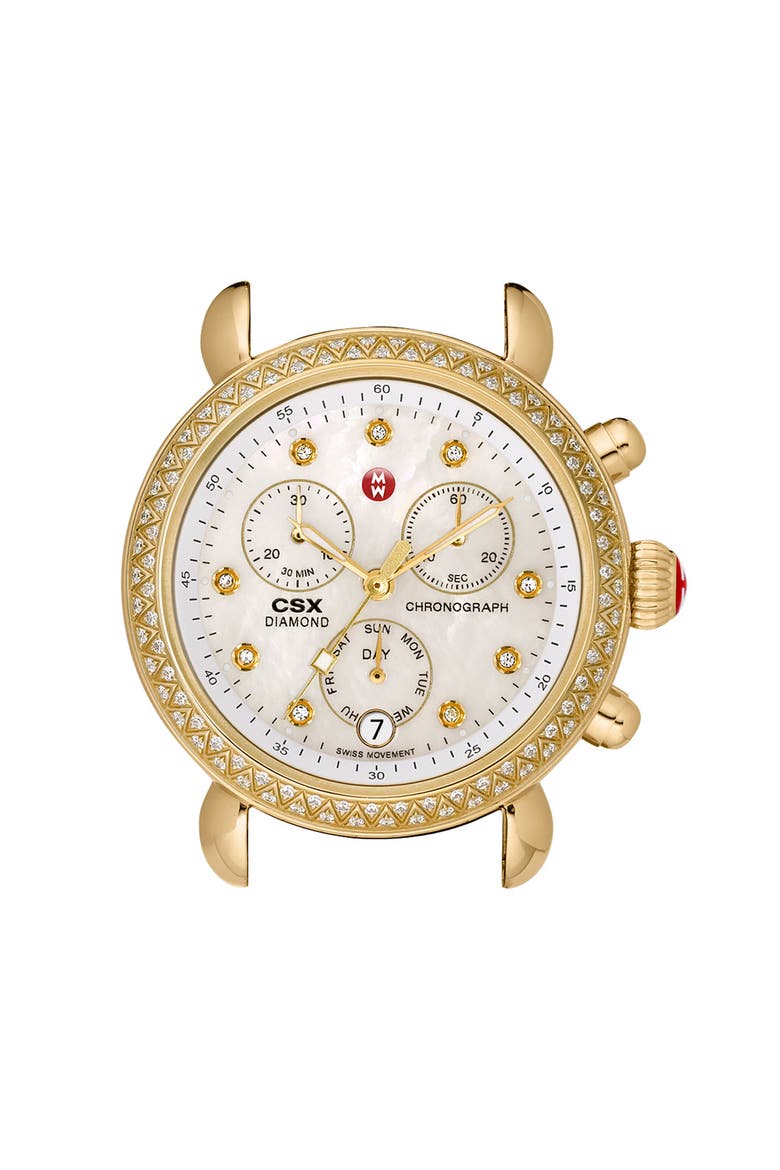 'CSX-36 Diamond' Diamond Dial Gold Plated Watch Case, 36mm, Main, color, GOLD