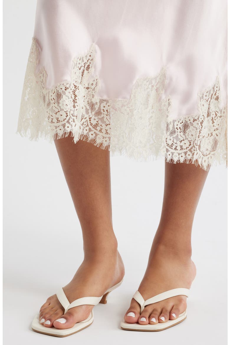 Carolina Lace Trim Silk Midi Skirt, Alternate, color, CHERRY BLOSSOM