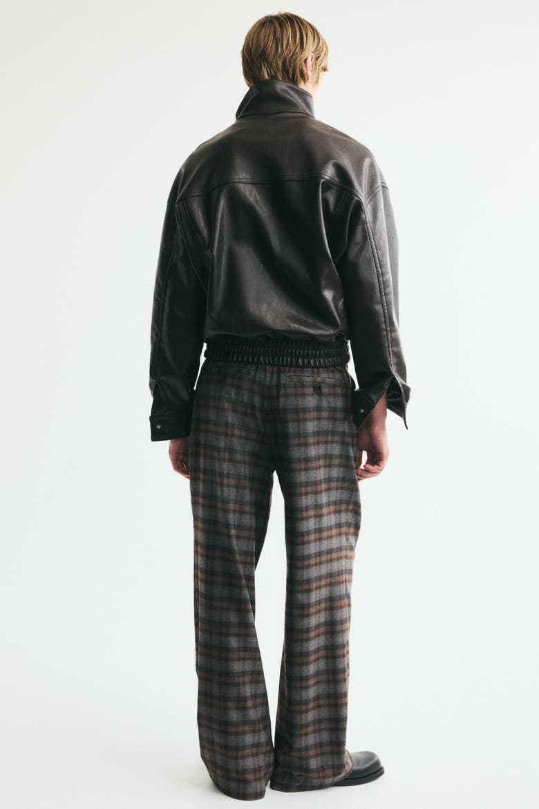 Oversized Wide-leg Tailored Pants, Alternate, color, Gray/plaid