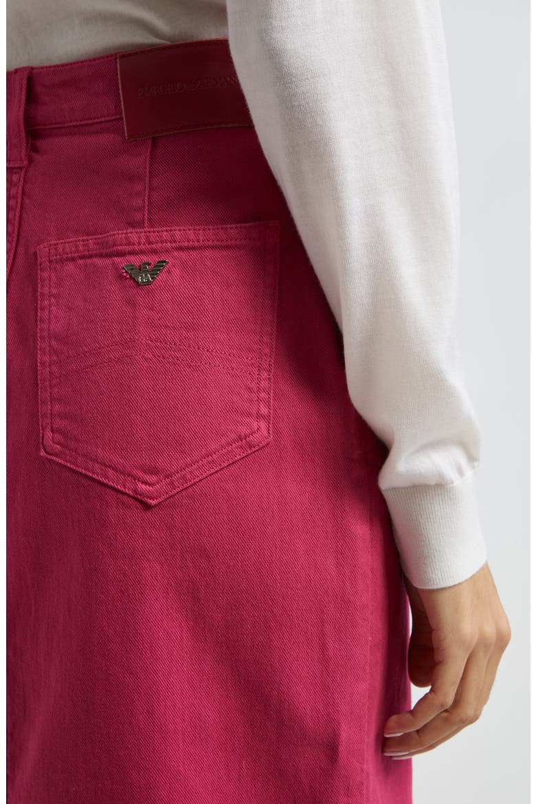 Denim Midi Skirt, Alternate, color, RASPBERRY