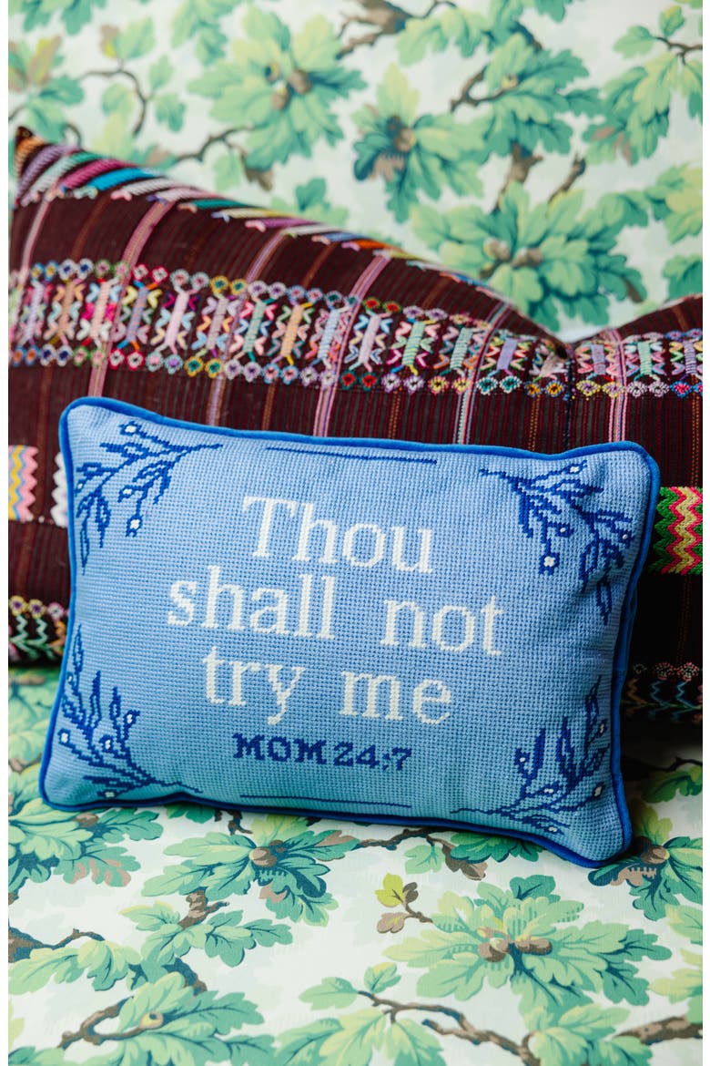 Try Me Needlepoint Pillow, Alternate, color, Blue