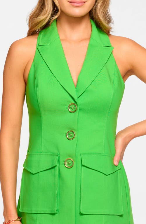 Shop Ramy Brook Lisa Tailored Cotton Blend Vest In Tropic Green