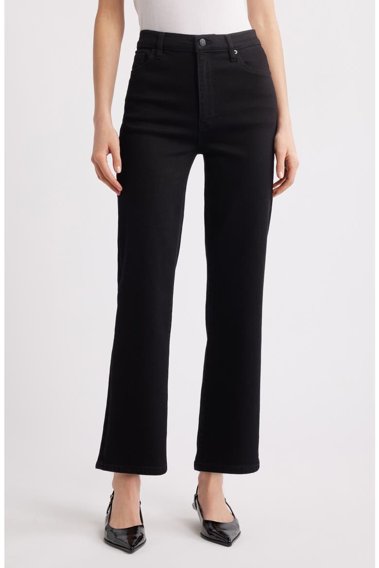 Le Sleek High Waist Ankle Straight Leg Jeans, Main, color, BLACK