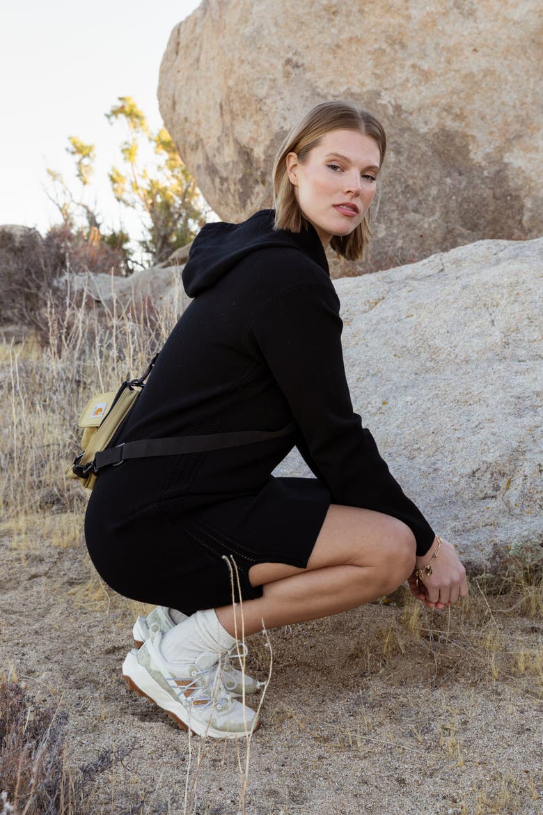 The Sweater Hoodie Mini Dress, Alternate, color, INK