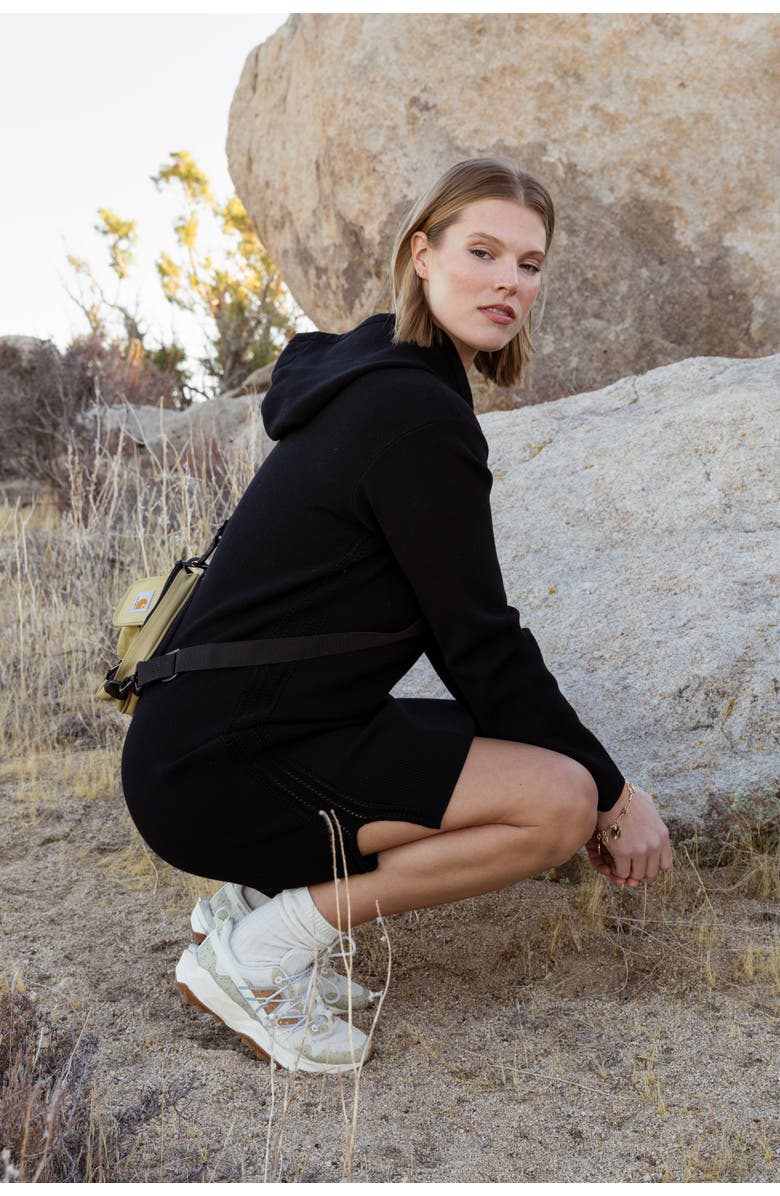 KADA The Sweater Hoodie Mini Dress, Alternate, color, Ink