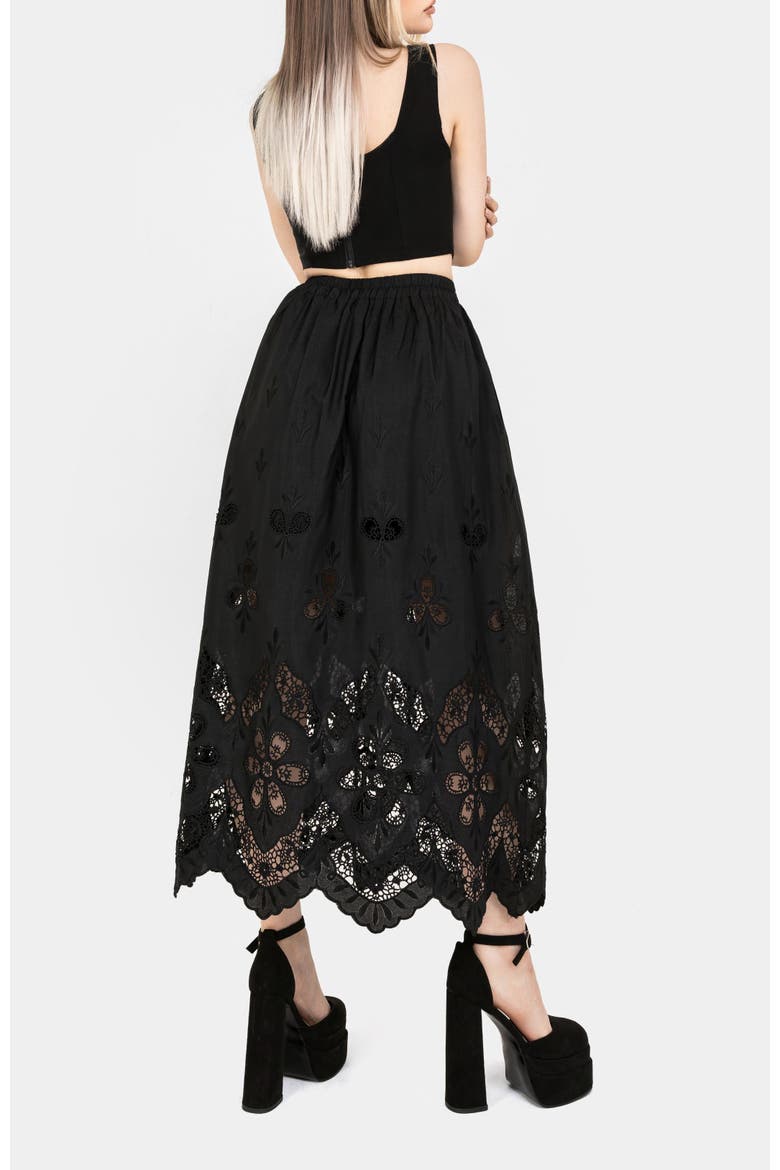Maple Broderie Hem Maxi Skirt, Alternate, color, Black