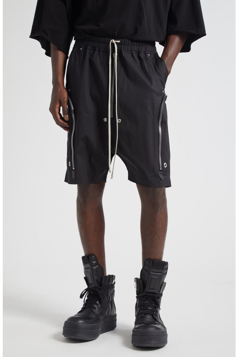 Bauhaus Bela Drawstring Cargo Shorts, Main, color, BLACK