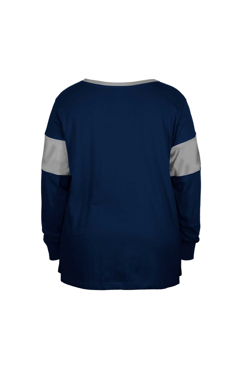 New Era Women's New Era Navy Dallas Cowboys Plus Size Lace-Up Notch Neck Long Sleeve T-Shirt, Alternate, color, Navy