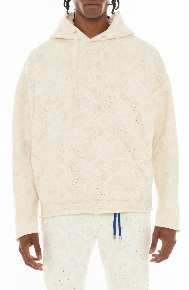 Cult of Individuality Rhinestone Paisley Cotton Hoodie, Main, color, Paisley