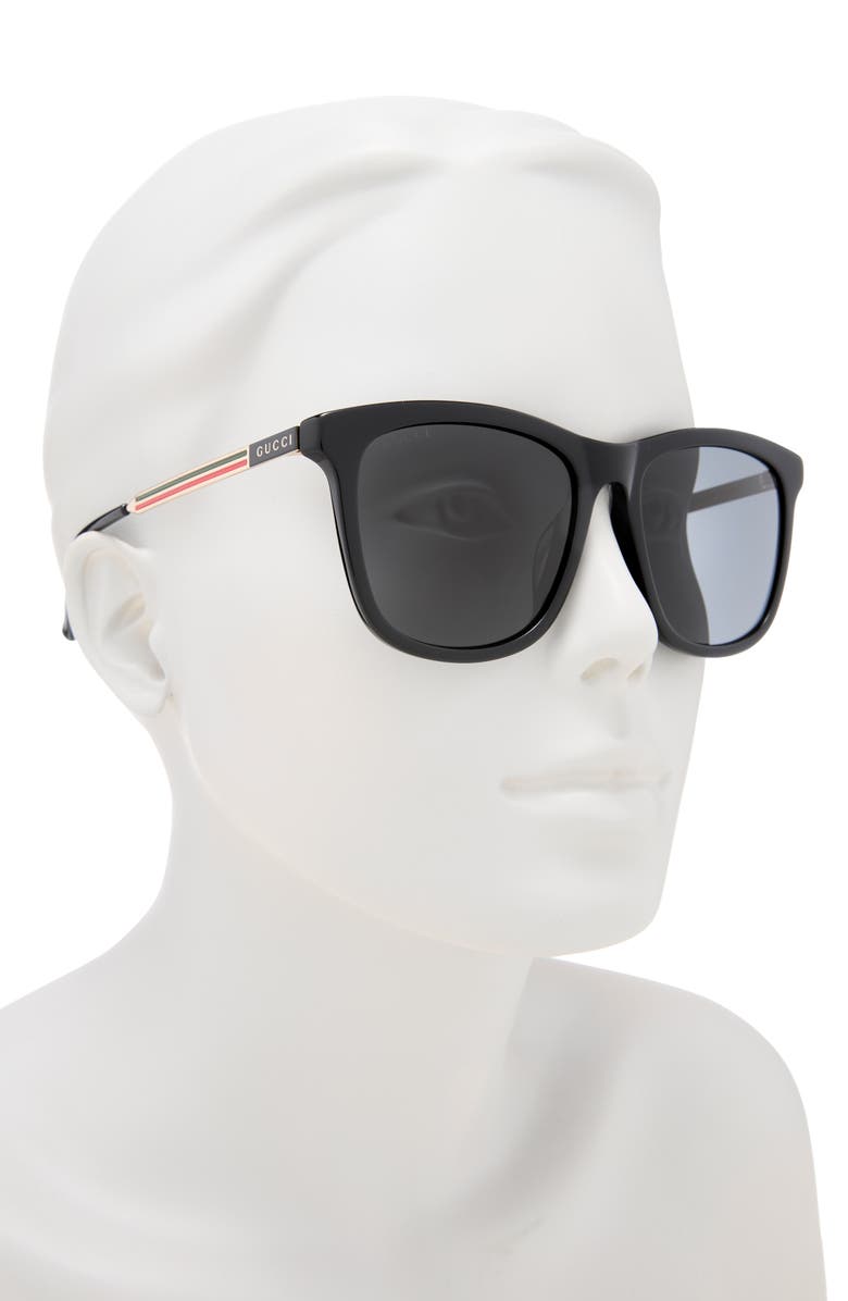 Gucci 55mm Round Sunglasses, Alternate, color, Black Gold Grey