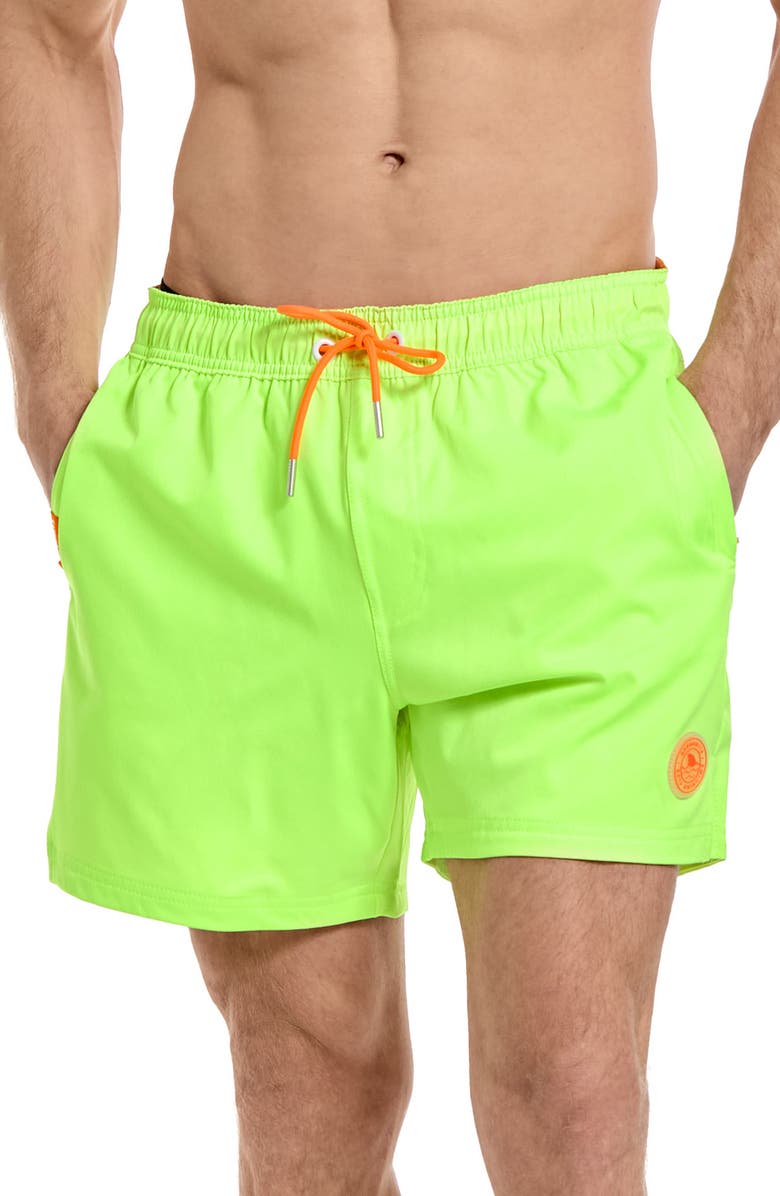 OppoSuits Neon Lucky Lime Swim Trunks, Main, color, Green