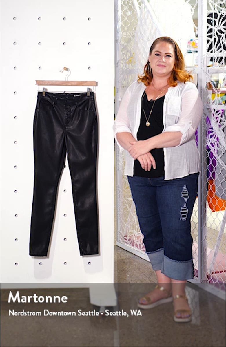 Faux Leather Button Front Pants, sales video thumbnail