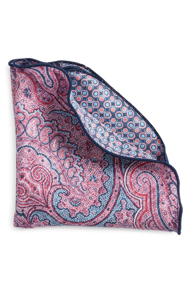 EDWARD ARMAH Paisley & Dot Reversible Silk Pocket Circle, Main, color,
