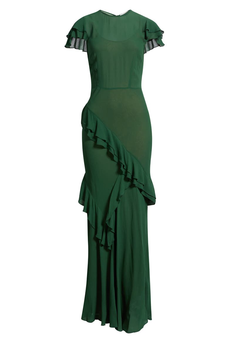 Camila Handkerchief Hem Midi Dress, Alternate, color, EVERGREEN