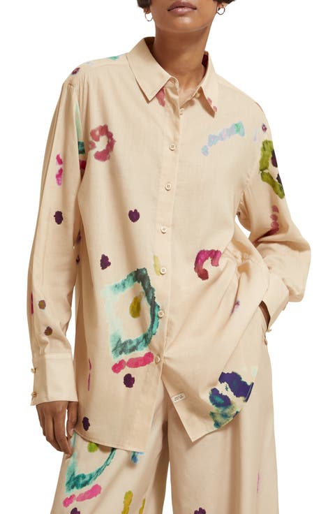 Tie-Dye Print Organic Cotton Blend Shirt