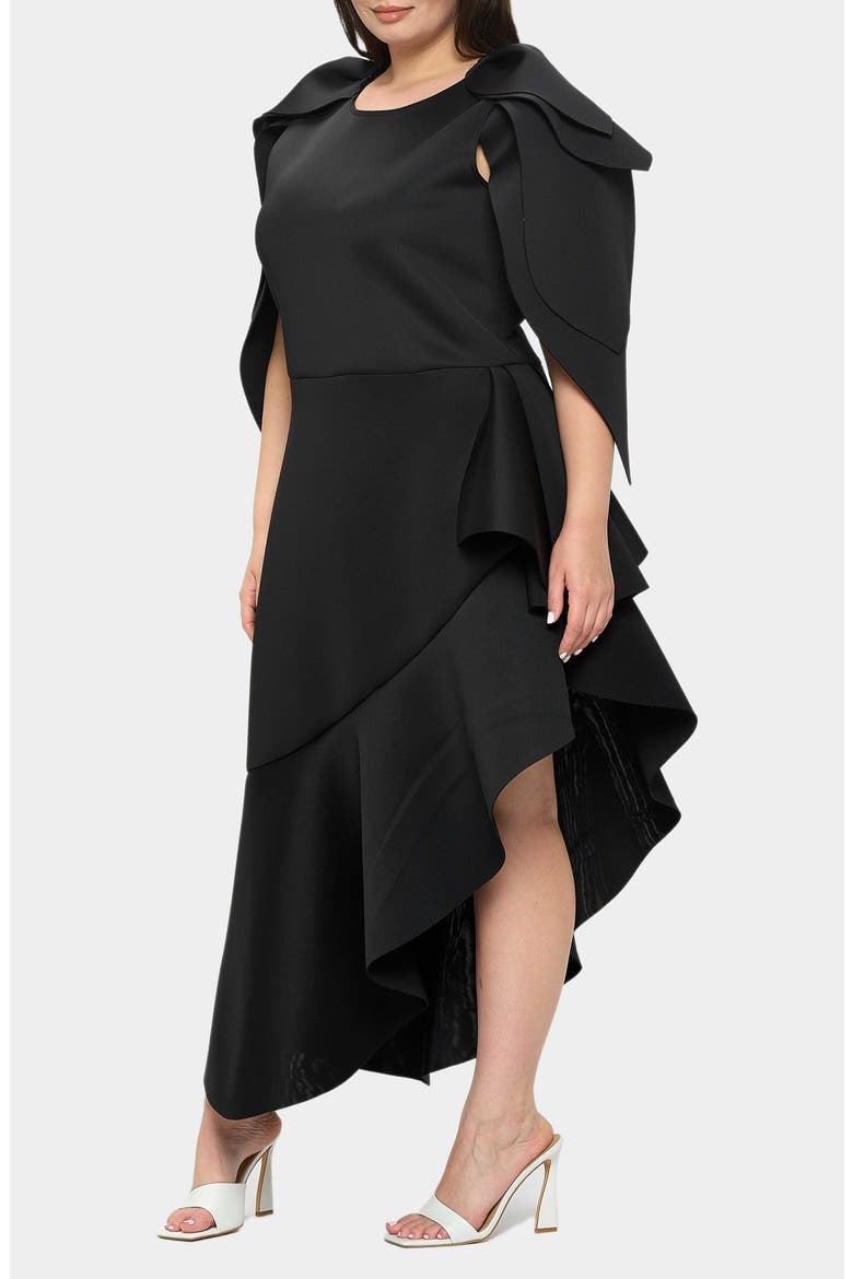 Kaskade Asymmetric Ruffle Dress, Alternate, color, BLACK