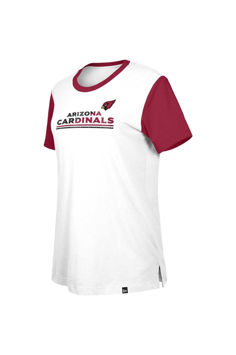 Women's New Era  White/Cardinal Arizona Cardinals Third Down Colorblock T-Shirt, Alternate, color, White
