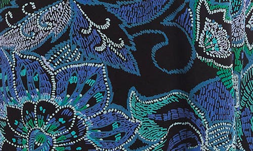 Karen Kane Floral Print Bias Cut Midi Skirt In Blue