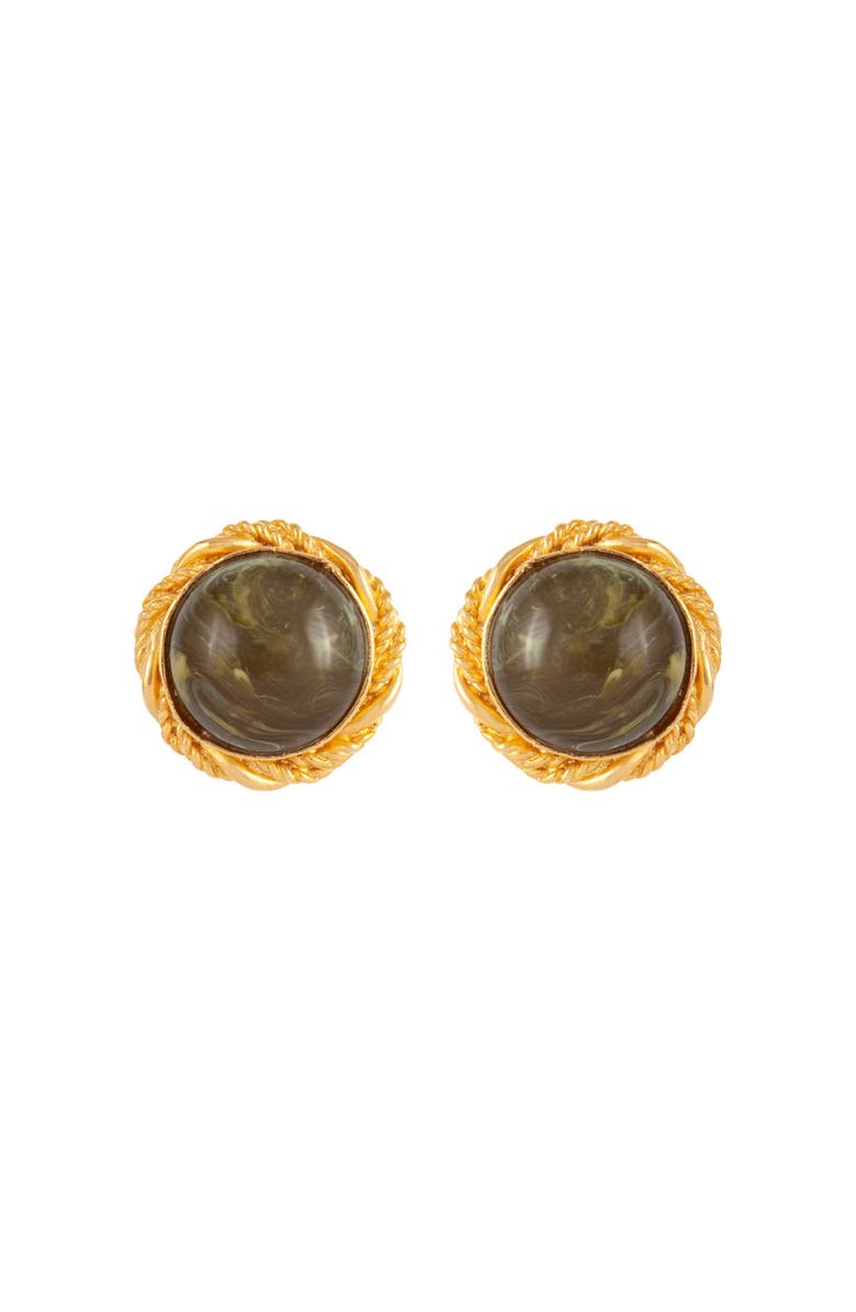 Susan Caplan 1980s Vintage Moss Green Clip-On Earrings, Main, color, Moss Green