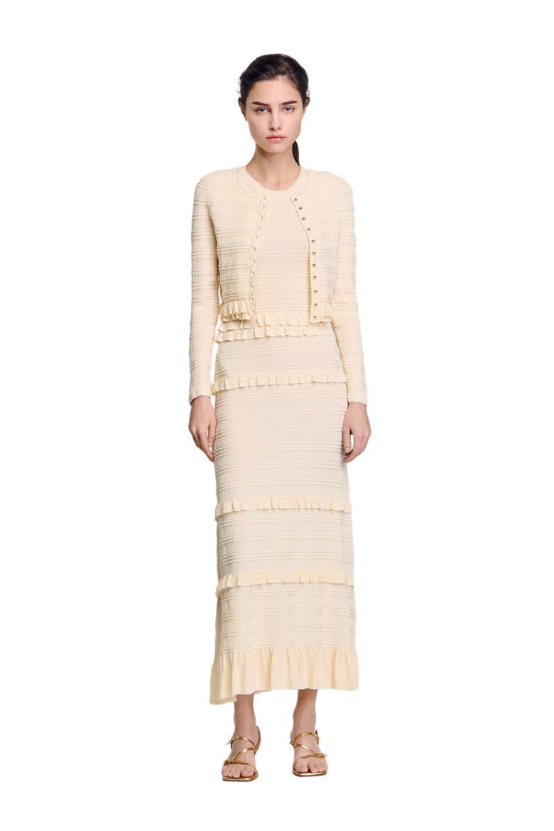 Ruffled cardigan, Alternate, color, Ecru
