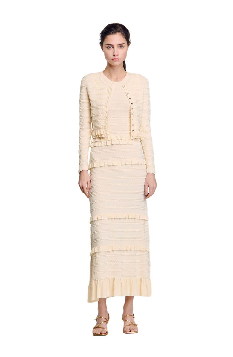 SANDRO Ruffled cardigan, Alternate, color, 