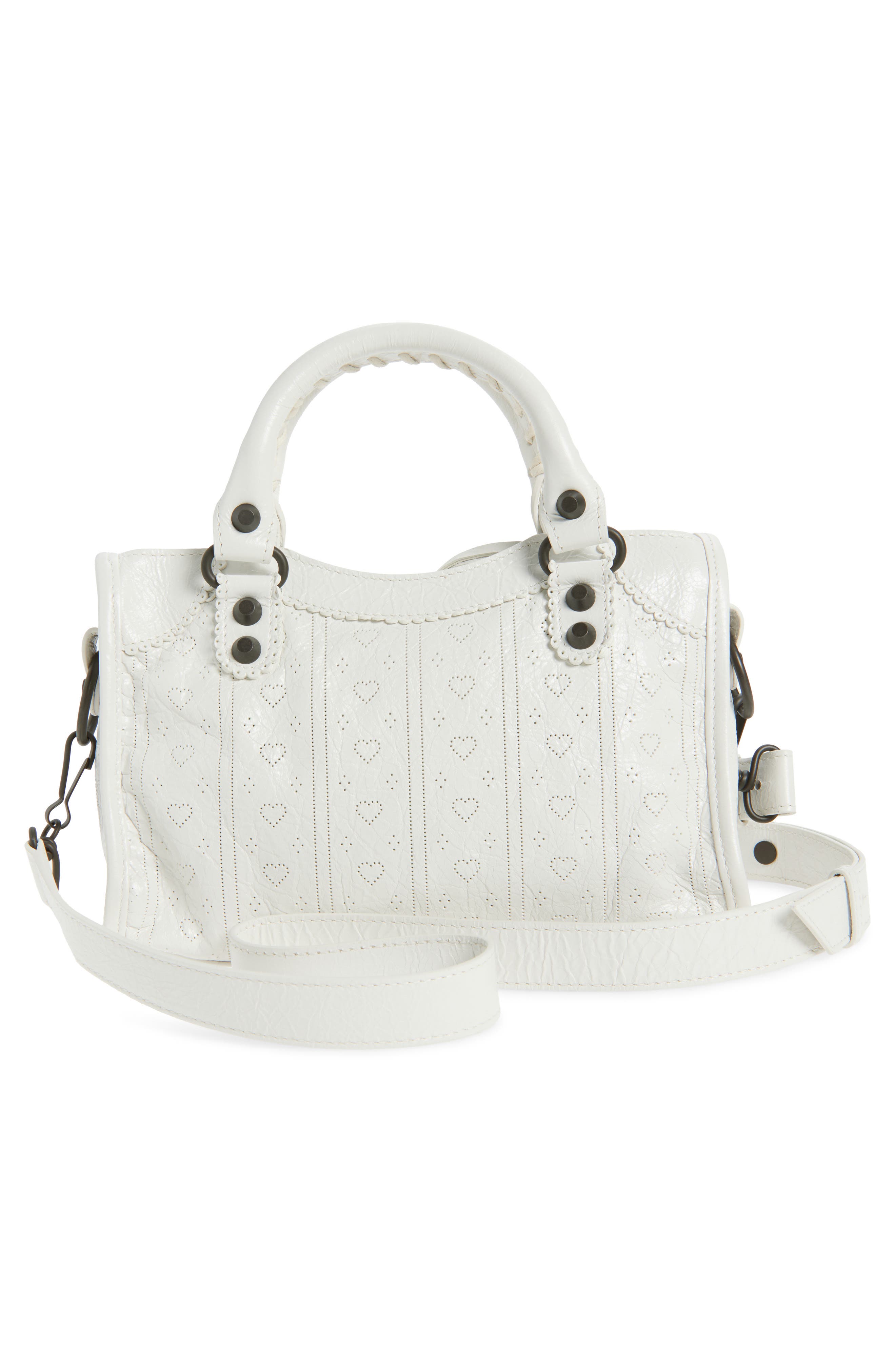 Balenciaga Mini Le City Brogue Bag, Alternate, color, Optic White